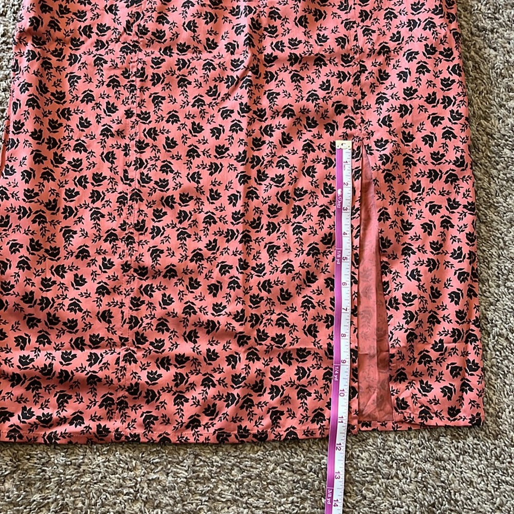 Bila 77 Classic A-Line Skirt Peach Skirt Side Slit Salmon and Black Sexy Midi - Picture 10 of 12